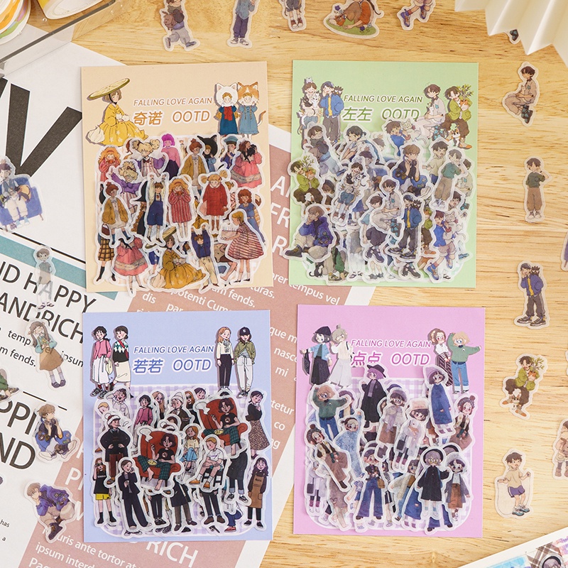 40 Pcs Cute Cartoon Character Series Decals Diary Deco DIY Washi ...