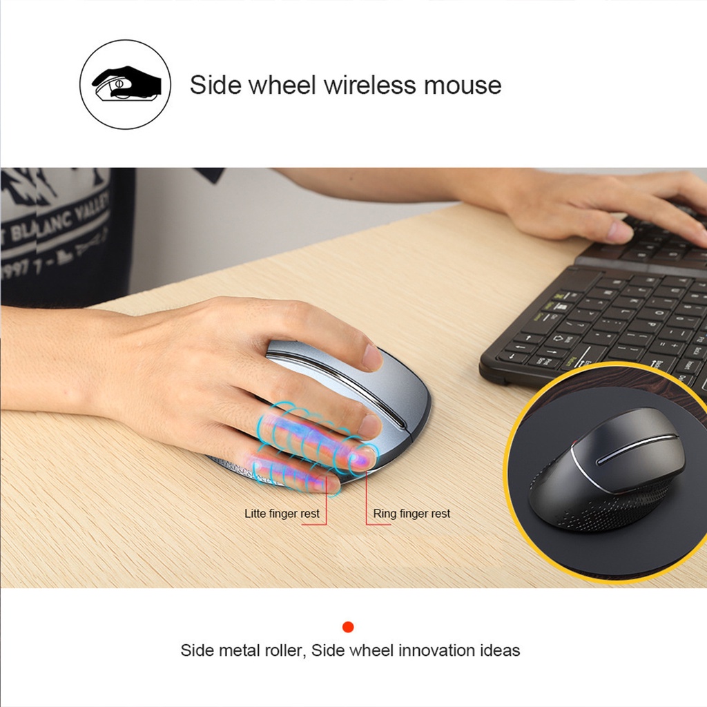 Jomaa 2.4G Wireless Side Roller Mouse Vertical Gaming Mouse for Gamer ...