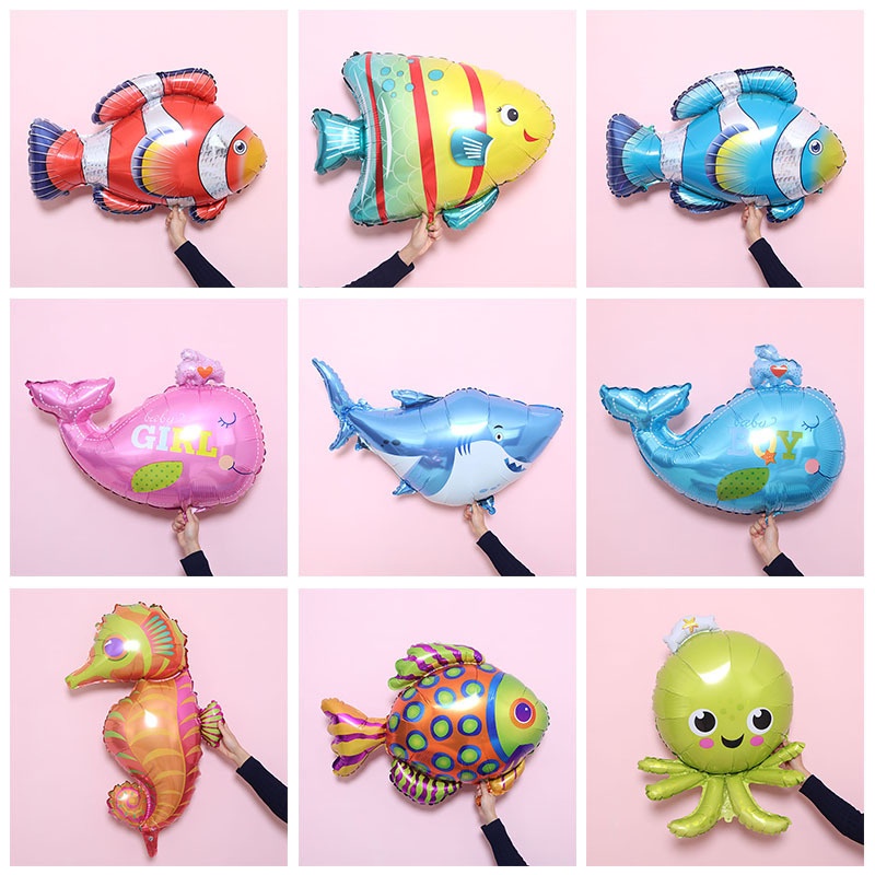 Sea Animal Balloon Cartoon Shark Aluminum Foil Balloon Floatable ...