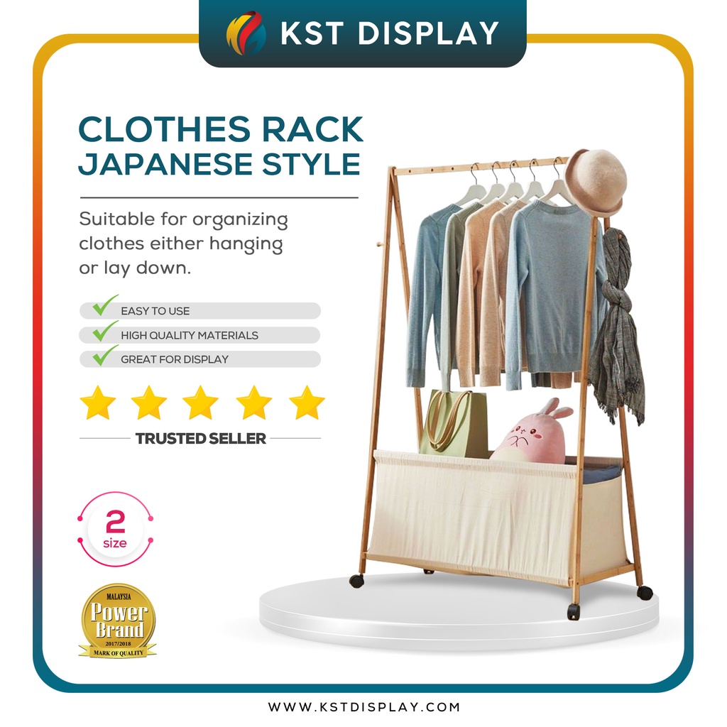 Clothes Rack Japanese Style Wooden / Rak Penyangkut Pakaian / Foldable ...