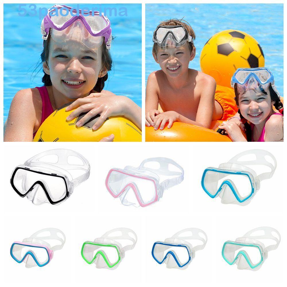 Paoderima Child Diving Mask, Pc Glass With Nose Cover Kids Swim Goggles 