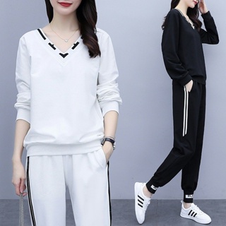 Women Outwear Sport Set Korean Style Sweatshirts + Pants 2023