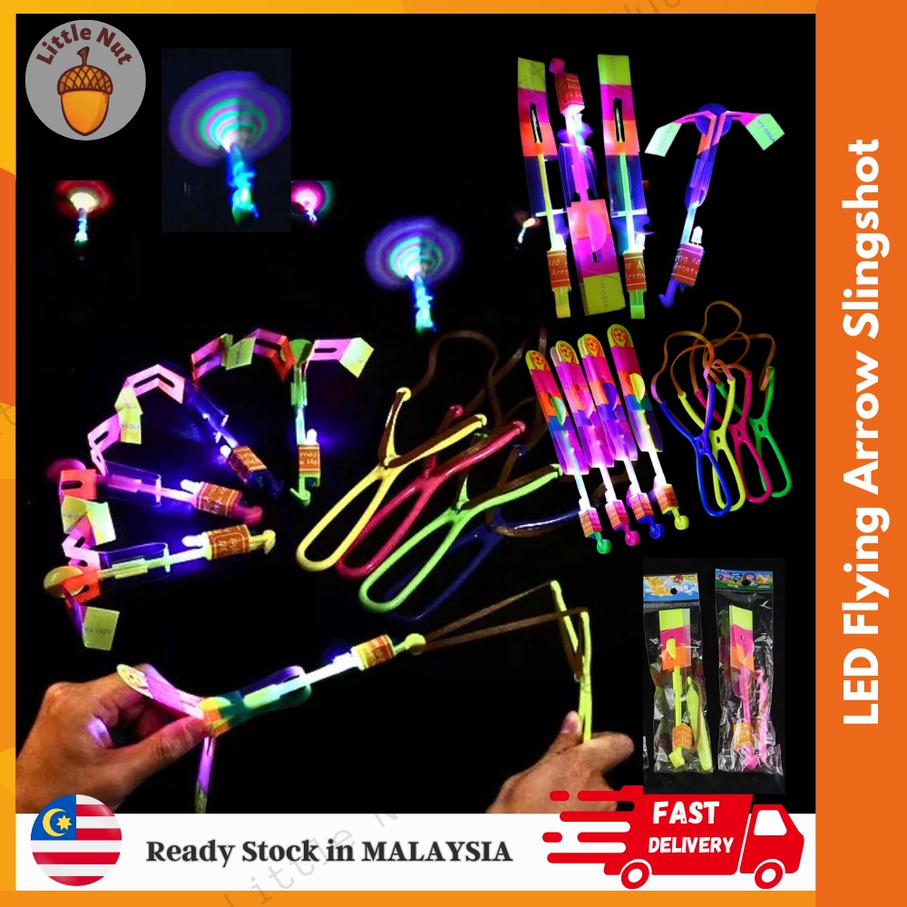 Flying Rotating Rocket Helicopter Flash LED Light Elastic Toy Berserk