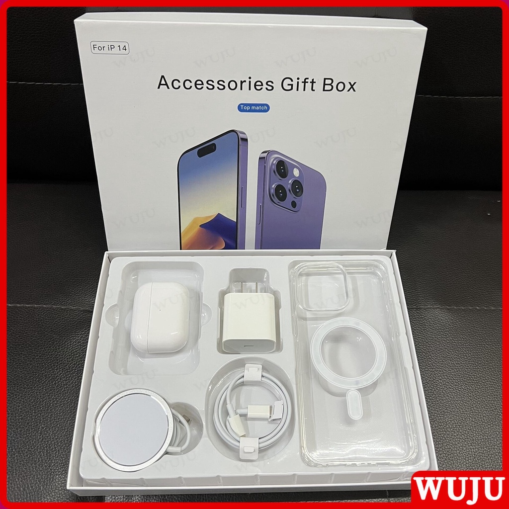 WUJU [Set of 5] 5 Pieces Accessories Gift Box Wireless Charger Cable ...
