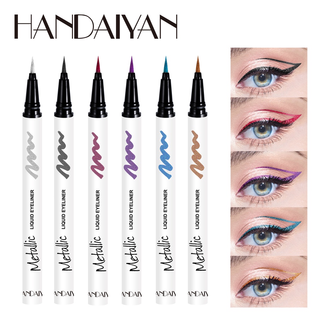 Handaiyan Eyeliner Pencil Set 6 Color Pearl Durable Super Fine Waterproof Anti Smudge Eyeliner 