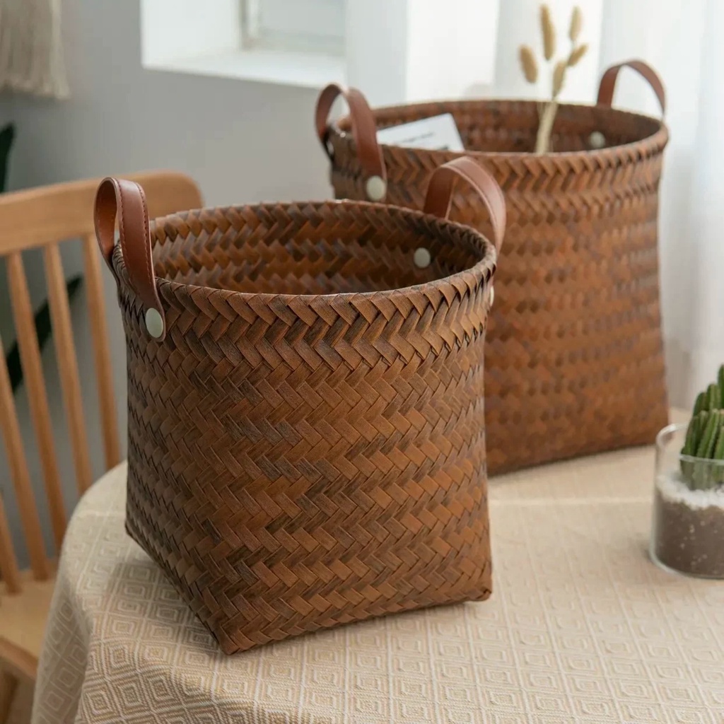 Aesthetic Premium Big Storage Basket Handmade With Handle Multiuse Raga ...