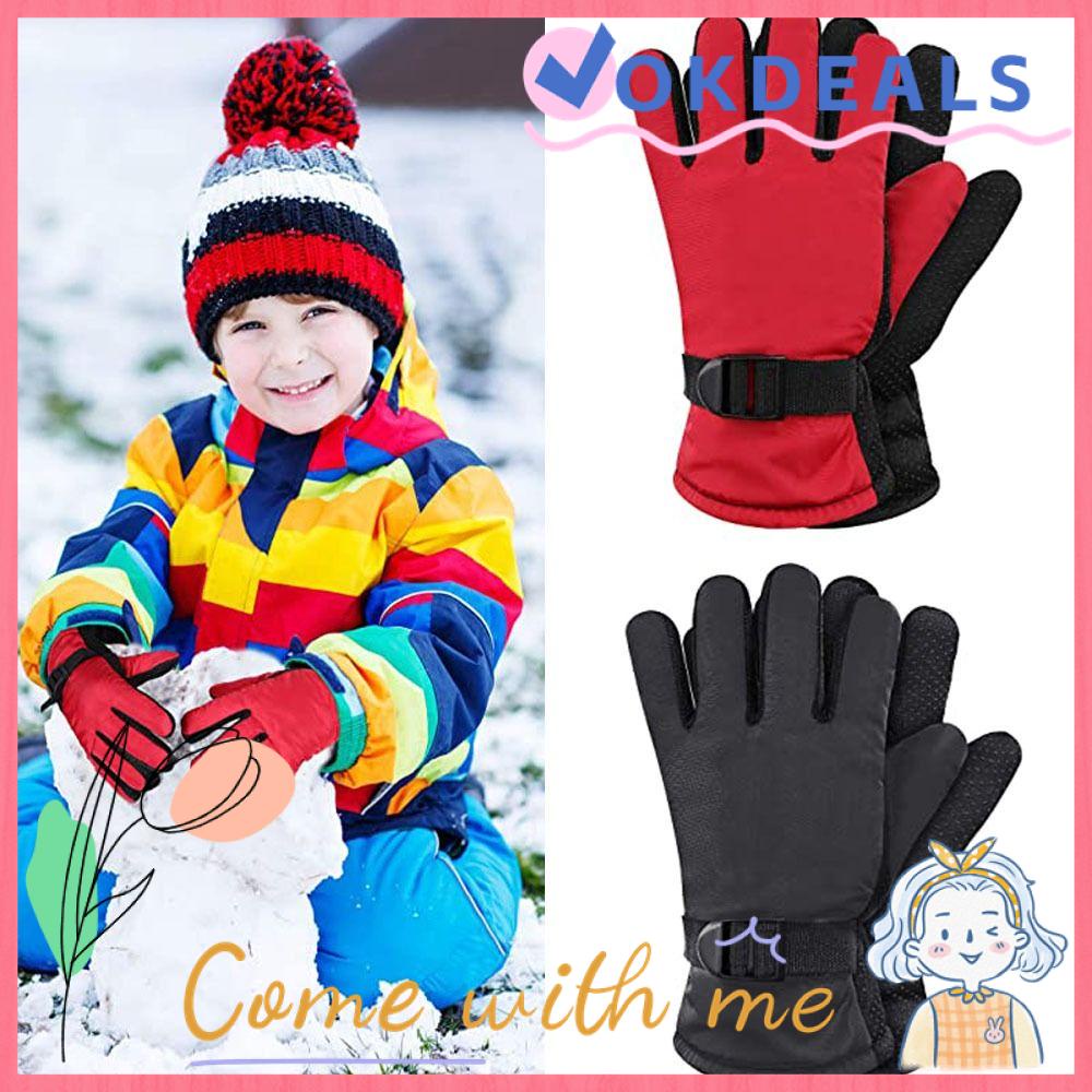 QKURT Kids Ski Gloves, Winter Warm Windproof Snow Mittens Girls Boys Cold Weather 4 14 Years Old Sledding Snowboard Skating Cycling Running Outdoor Ac