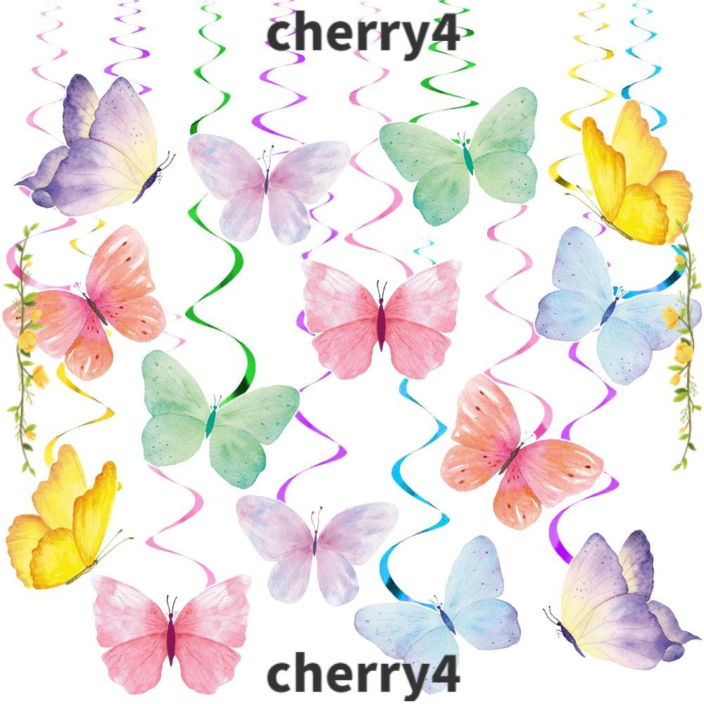 CHERRY 28pcs Hanging Swirls Streamer, Paper Butterflies Themed