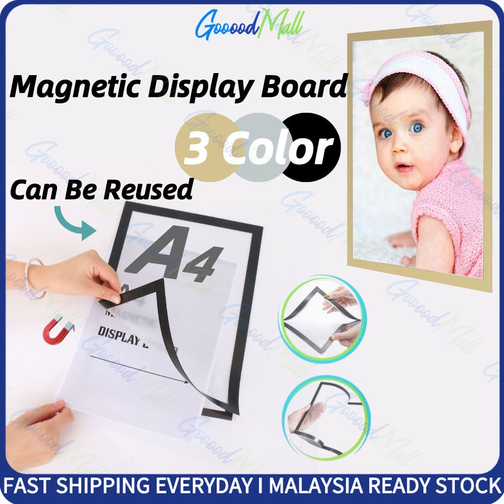 Display Board A4 PVC Reusable Wall Stick Frame Photo Certificate Office Adhesive Wall