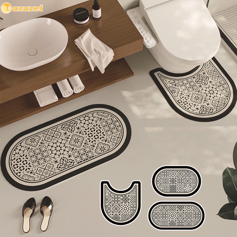3 In 1 Bathroom Floor Mat Set Retro Toilet Non-slip Foot Pad Entrance ...