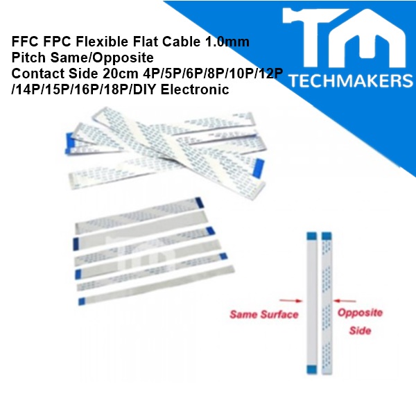 FFC FPC Flexible Flat Cable 1.0mm Pitch Same Contact Side 20cm 4PIN-20PIN/DIY Electronic