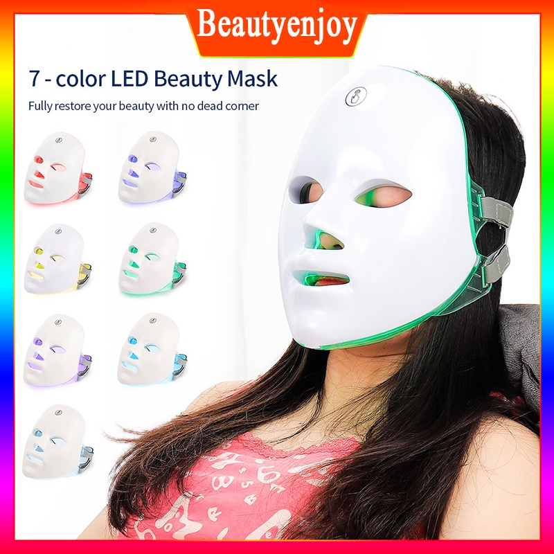 7-color LED Mask photons of light therapy neck mask skin Collagen mask ...