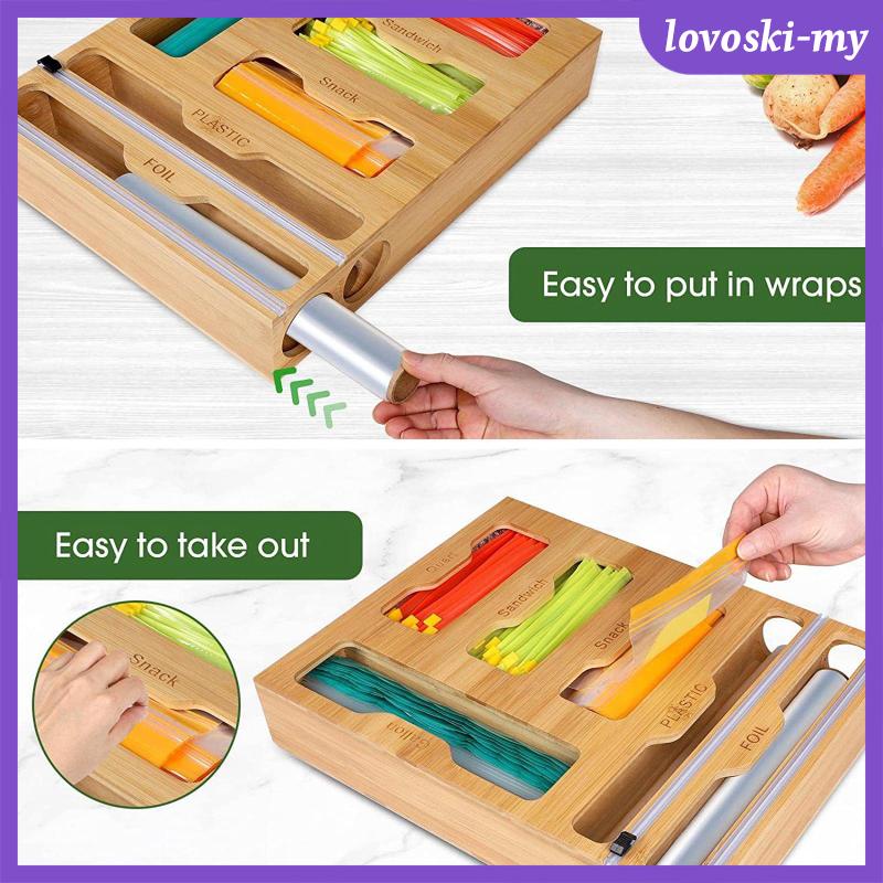 [LovoskiMY] 6 Slots Wrap Dispenser, Reusable Bag Organizer, Foil and