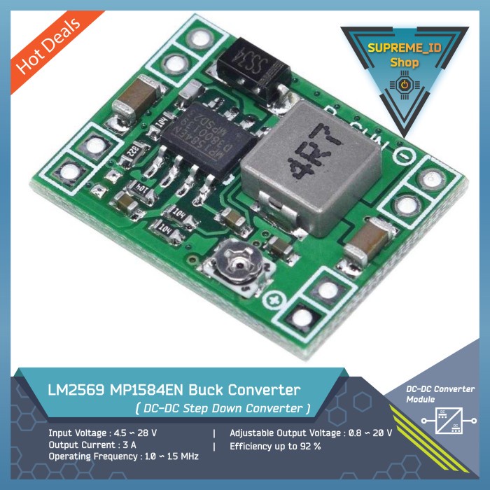 6 Modules Convertisseur DC-DC MP1584EN - Step-down 4,5-28V Vers 0,8-20V 3A, Ultra-compacts, Pour Drones, Arduino, Projets électroniques