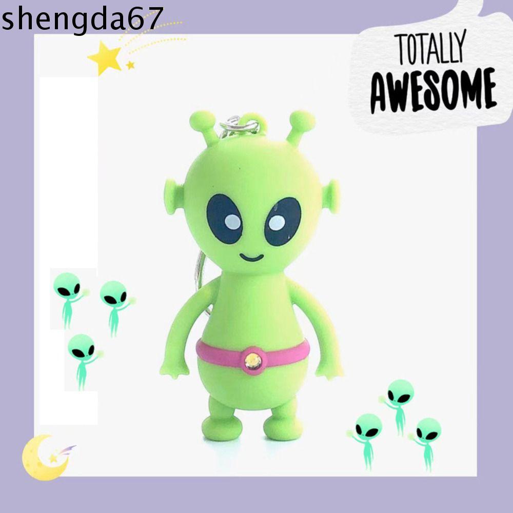 SHENGDA UFO Alien Bag Pendant, Green Flashlight LED Light Alien