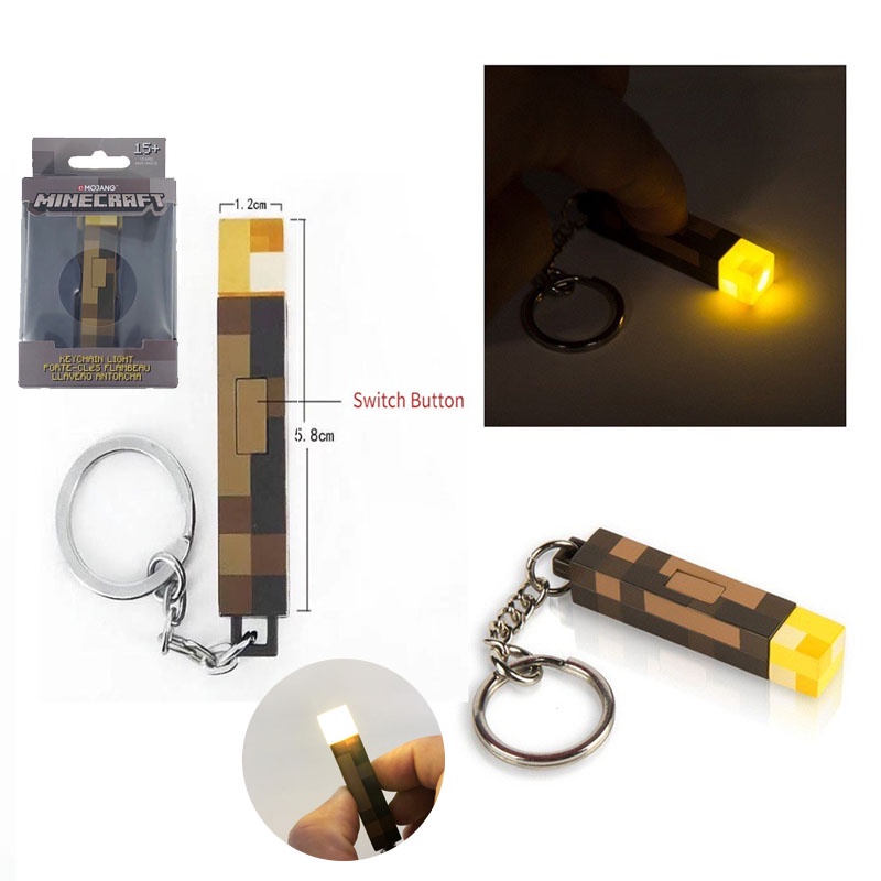 Minecraft Toys Torch Light Keychain LED Minecraft Games Luminous Torch Model Toy Shopee Malaysia