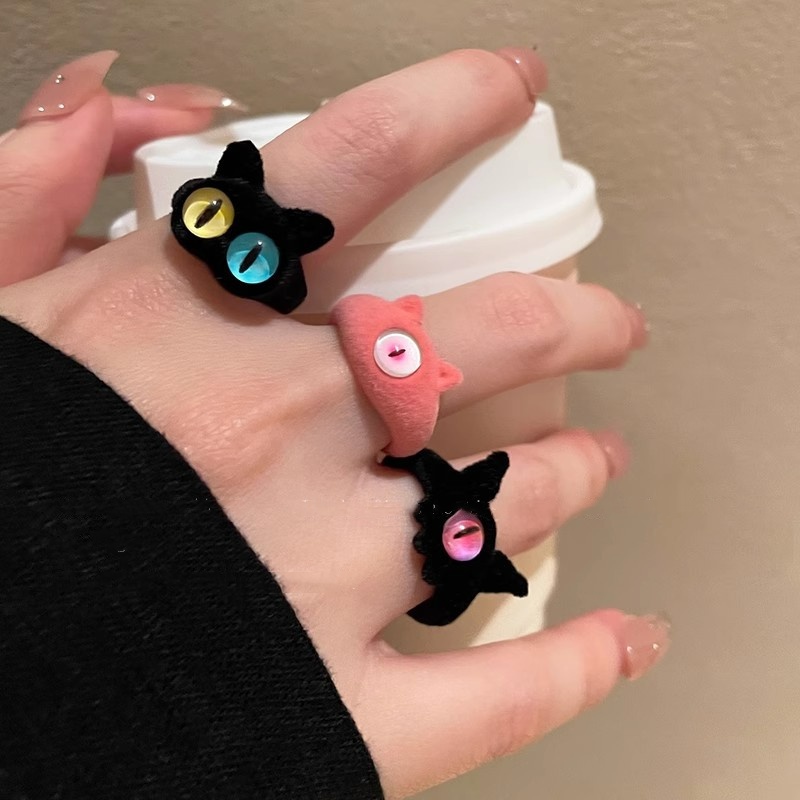 2023 New Style Ring Big Eyes Flocking Acrylic Ring Female Autumn ...
