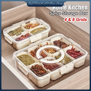 1pc 4 Compartments Clear Seasoning Box Multi-Grid Spice Storage