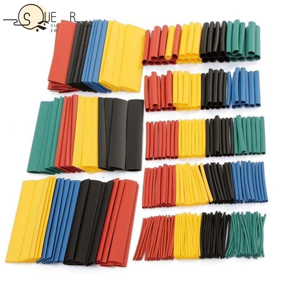 SUEREN 328PCS Wire Wrap Sleeve, 5 Colored Plastic Heat Shrink Tubing
