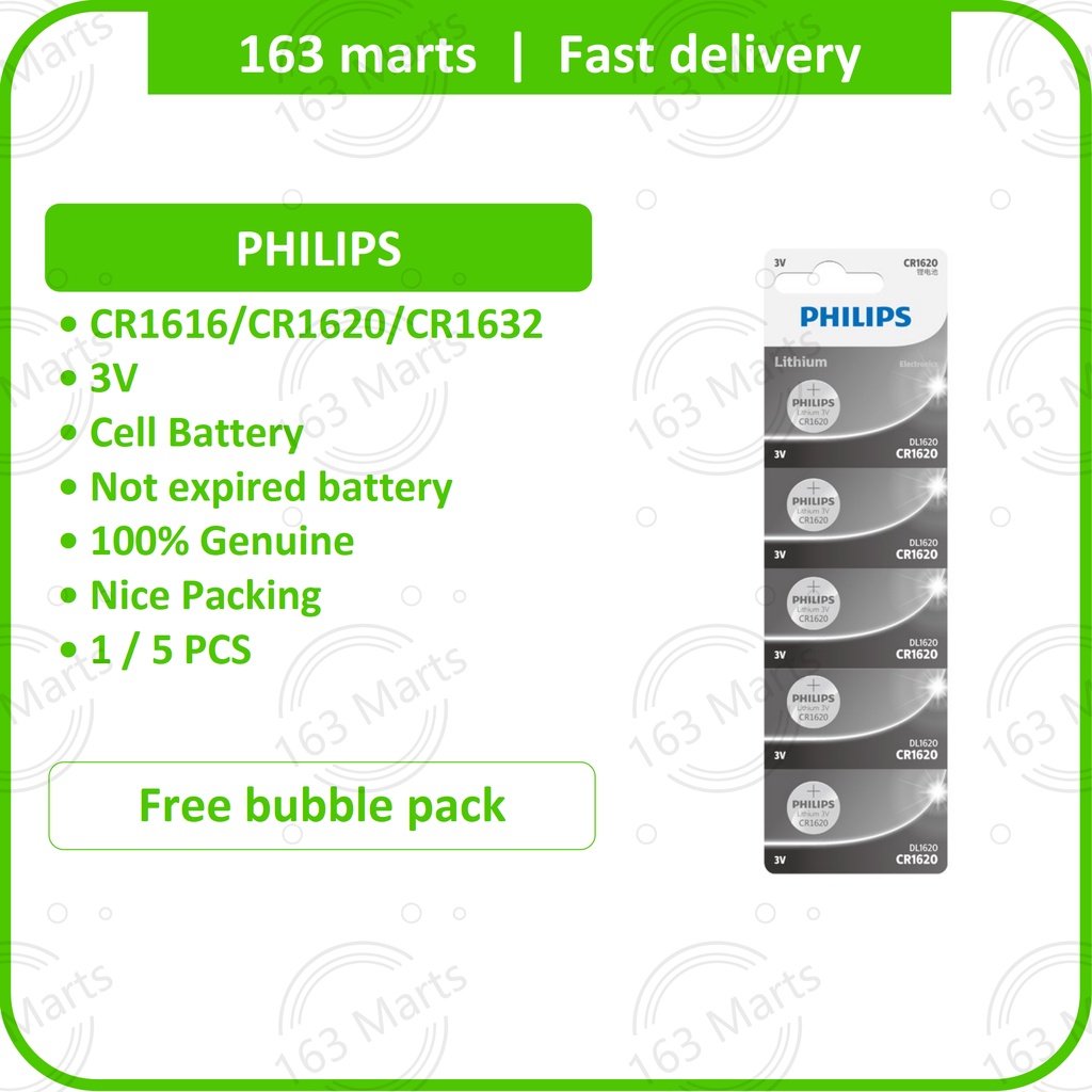 PHILIPS 1616 1620 1632 button Battery coin Bateri 3V lithium cell