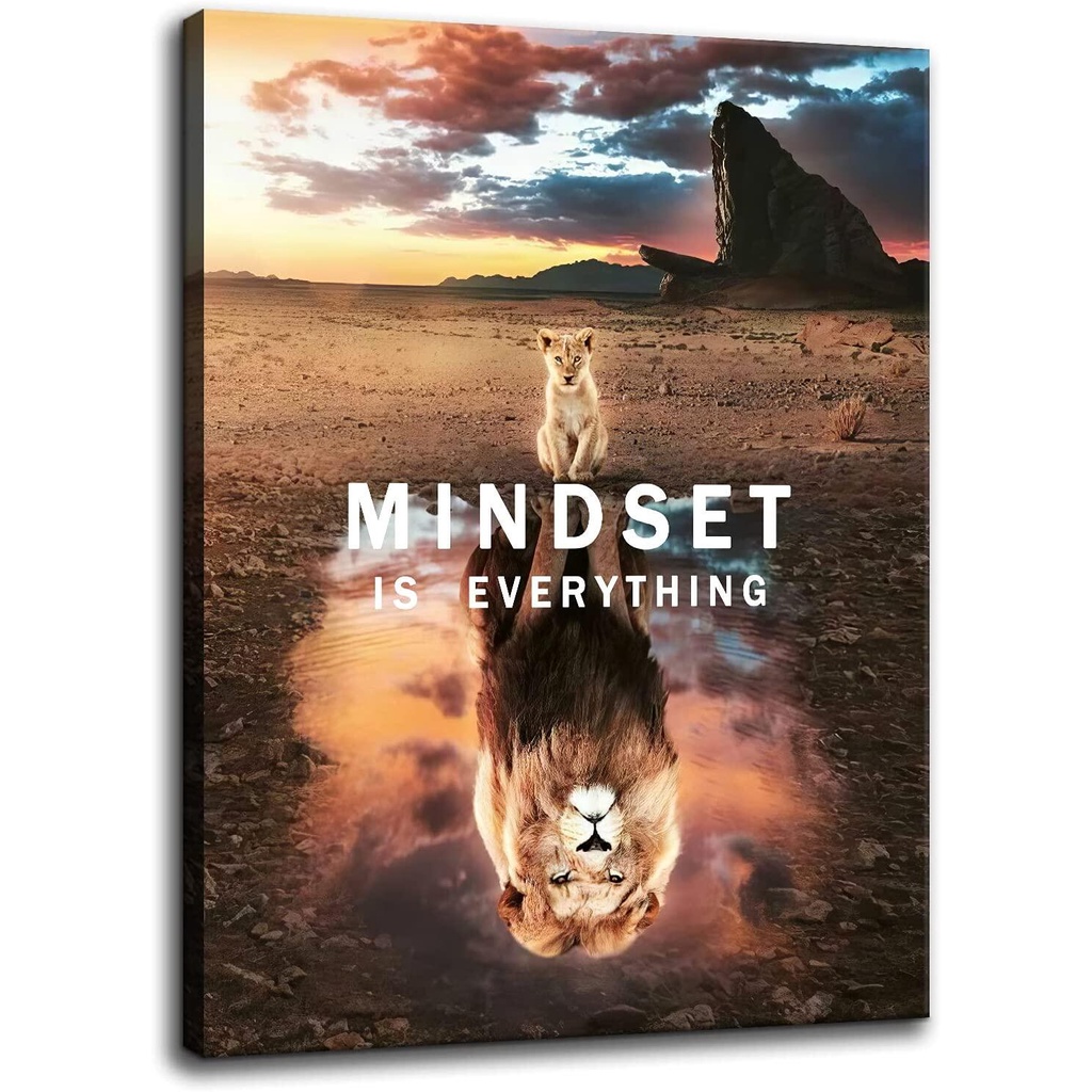 Cat Big Lions Motivational Wall Art Mindset Is Everything Poster Cute