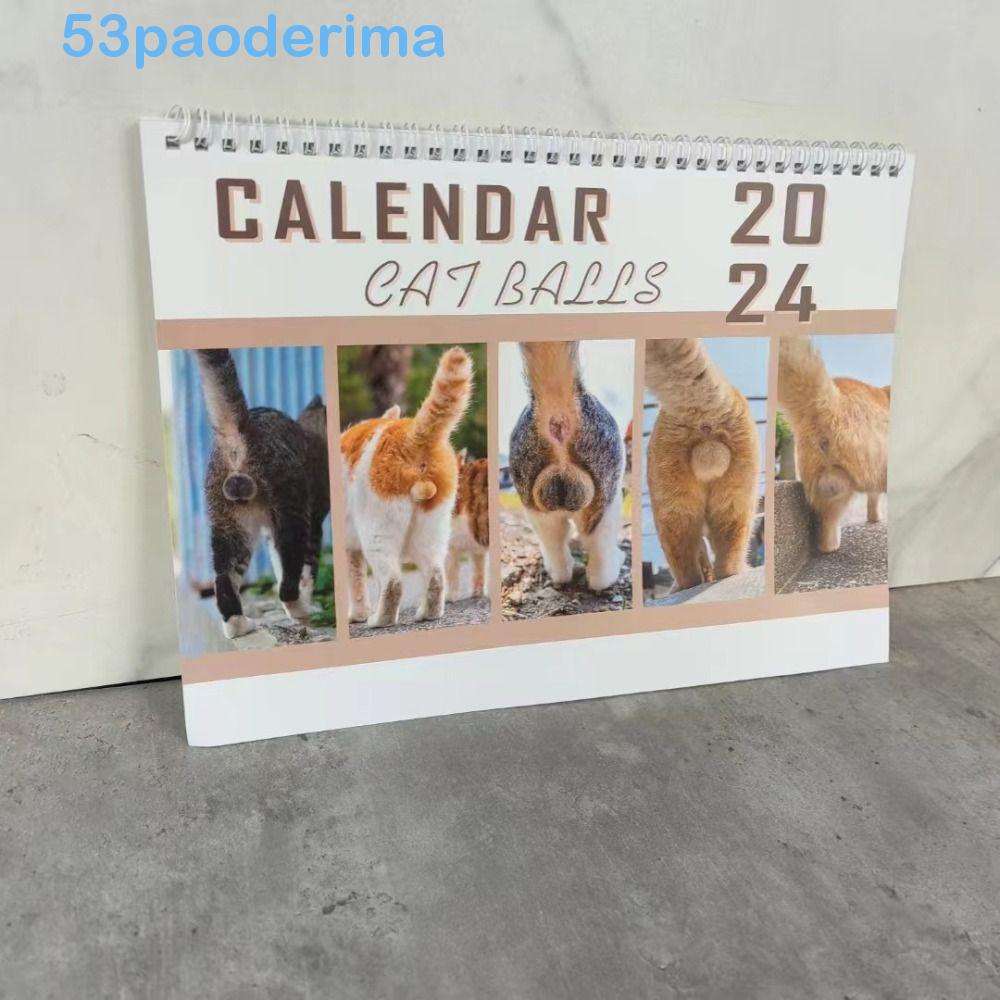 PAODERIMA Cat Butts Calendar, Coil Calendar Cute 2024 Calendar