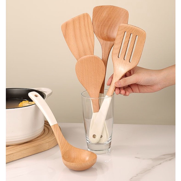 Dropship 11Pcs Silicone Cooking Utensil Set Heat Resist Wooden Handle  Silicone Spatula Turner Ladle Spaghetti Server Tongs to Sell Online at a  Lower Price