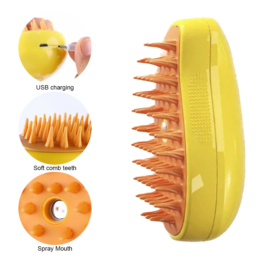 3 In1 Steamy Dog Brush Electric Spray Cat Hair Brush Dog Steamer Brush