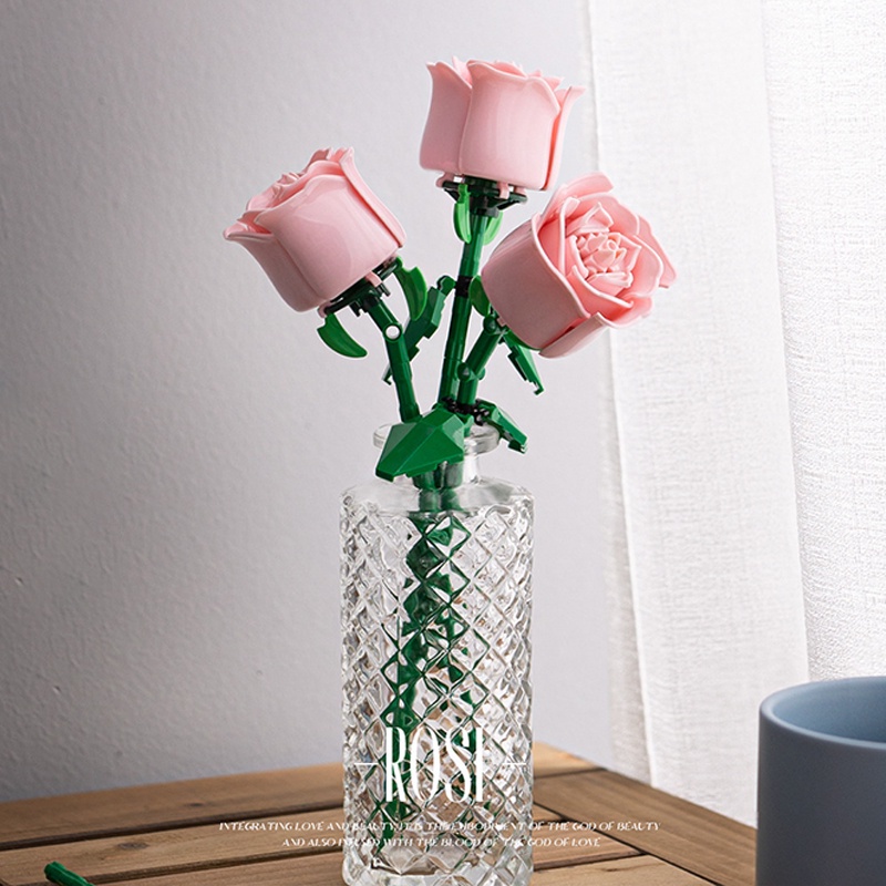 Artificial Flower Block Toys DIY Mini Potting Building Blocks Rose ...