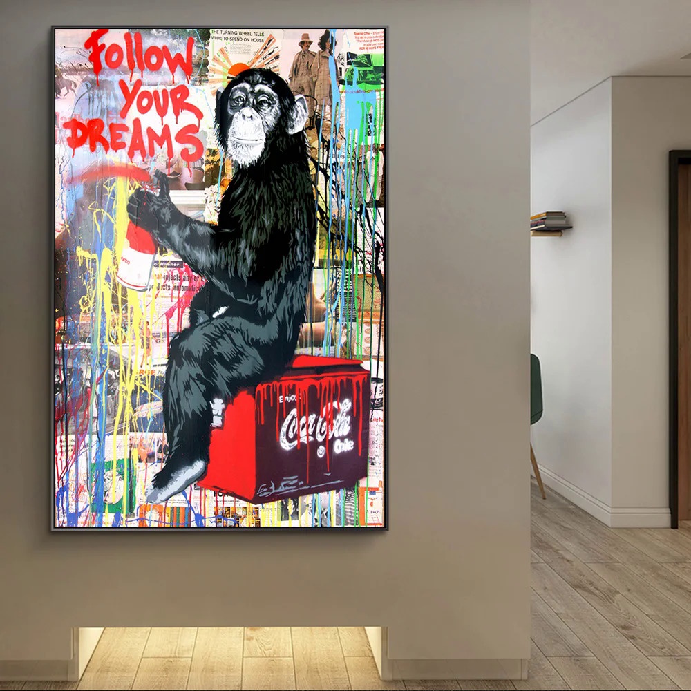 Follow Your Dreams Monkey Graffiti Art Canvas Posters And Prints ...