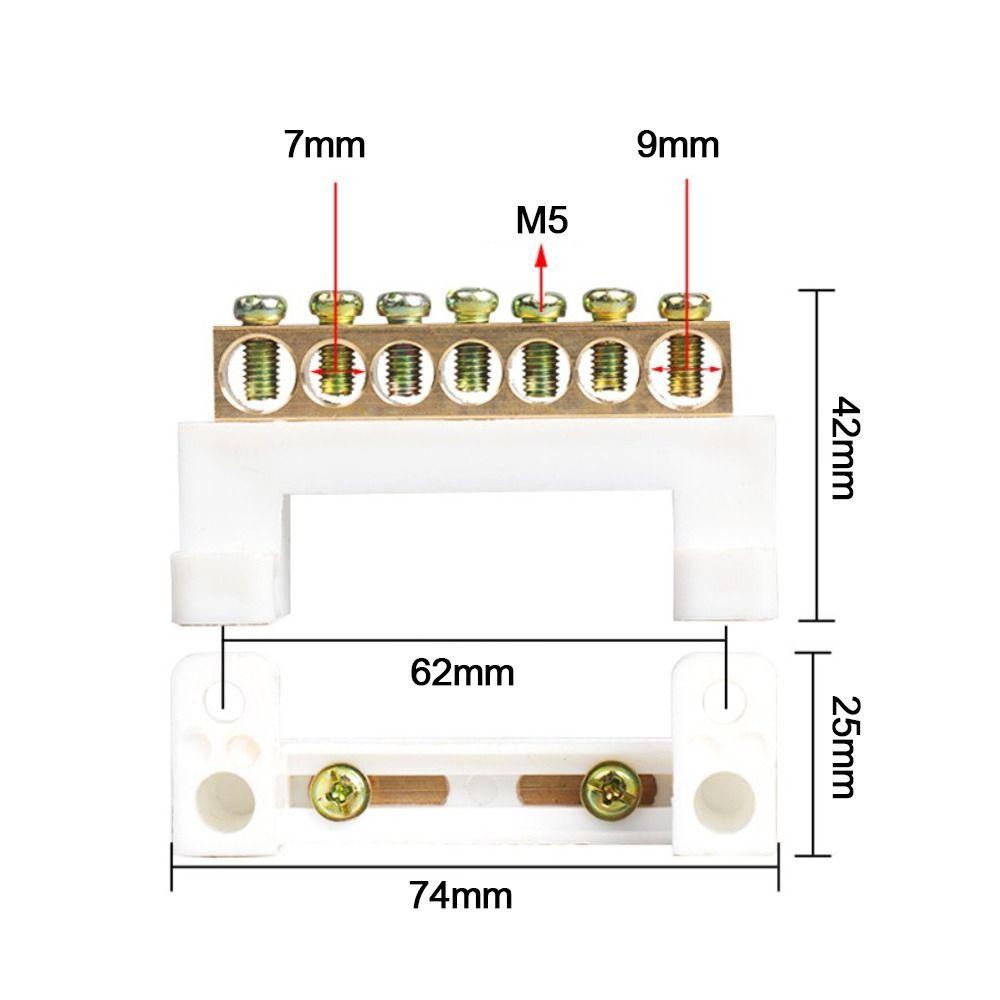 LUOLRV Grounding Terminal Block, Brass With Hole Screw Zero Row