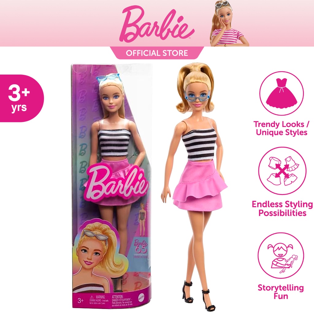 Barbie Fashion Fun Fashionista Doll 213 with Blonde Hair, Barbie 65th ...