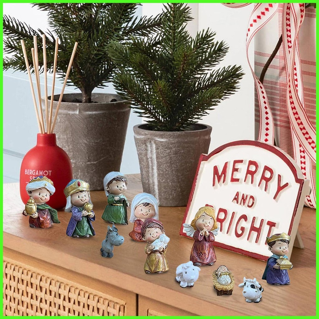 Nativity Scene Set Nativity Tabletop Scenes Set Of 11 Resin Christmas ...