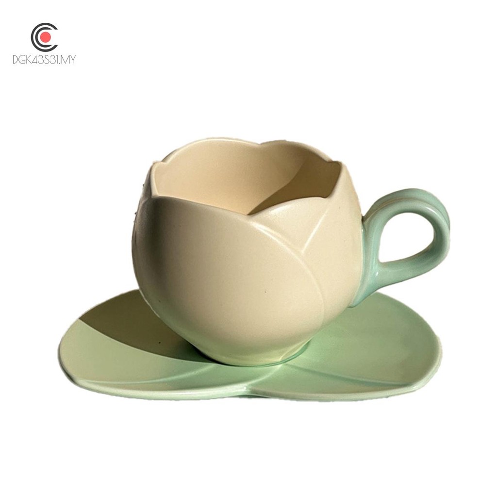 300ml Flower Shaped Ceramic Coffee Tulip Cup Teacup Saucer Ceramic ...