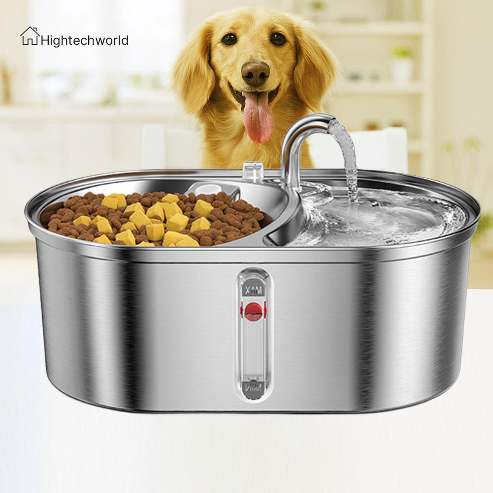 [Hightechworld.my] 3L Auto Cat Food and Water Dispense 2 In 1 Stainless