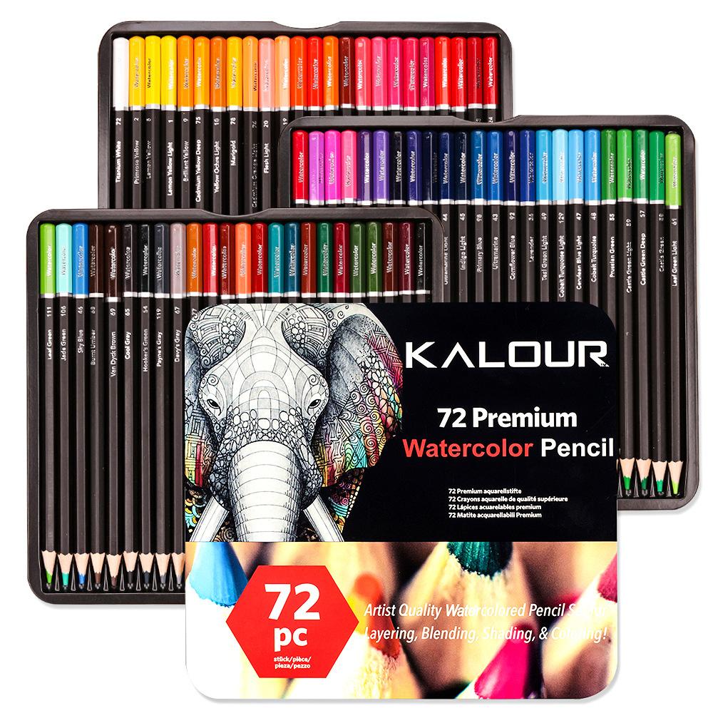 KALOUR 72pcs Premium Watercolor Pencils Set, Artist Quality Drawing