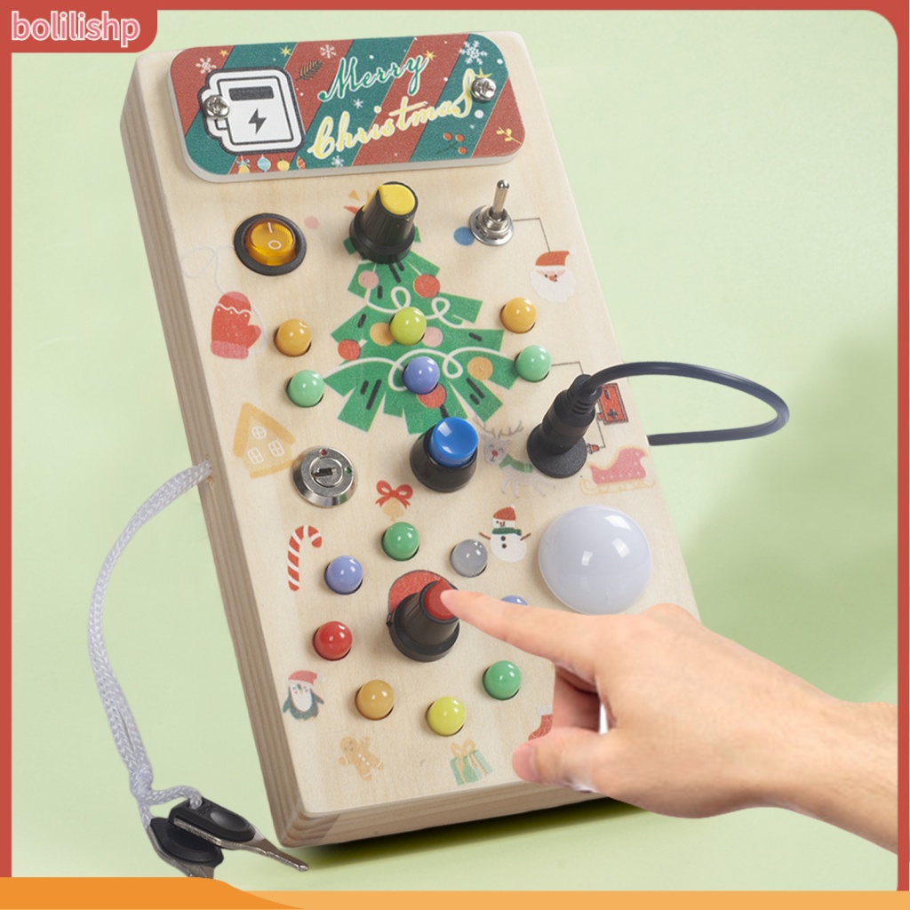 {bolilishp} Educational Light Switch Board Led Wooden Board Toy for