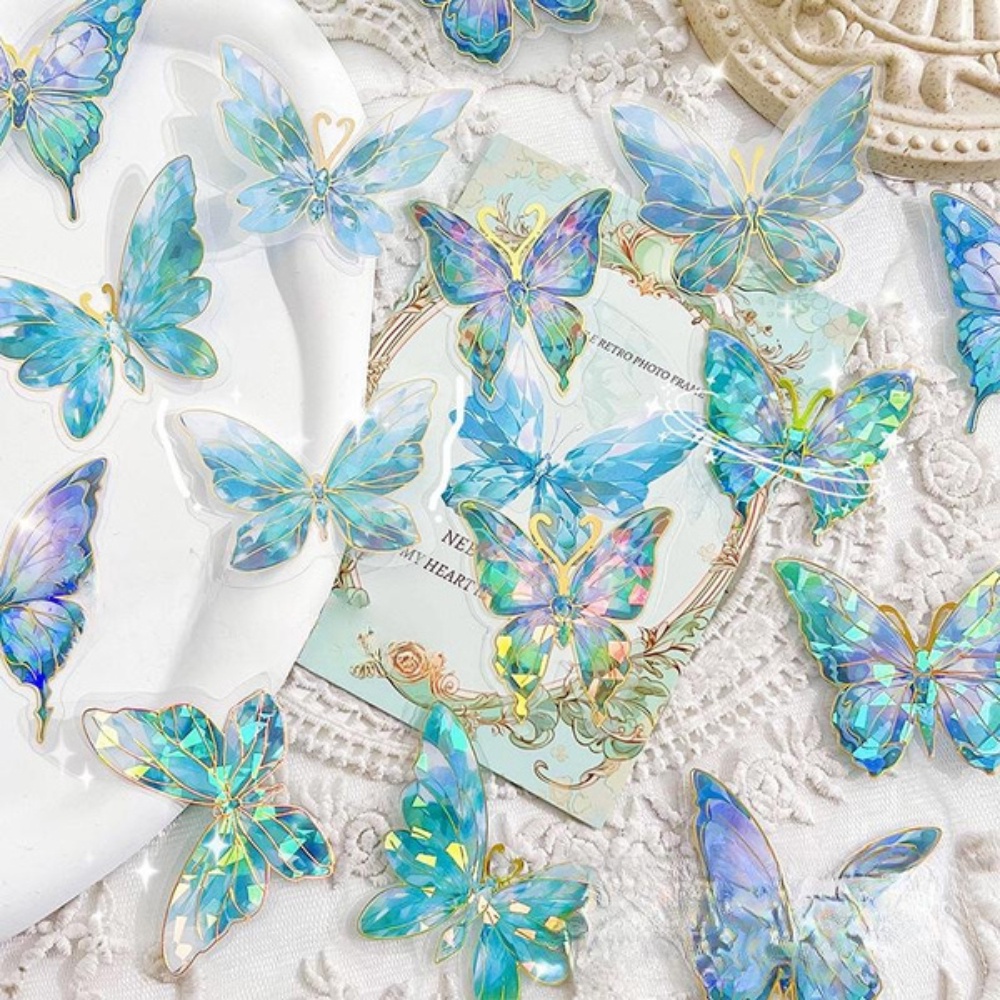 Newest 20Pcs Glitter Butterfly Stickers Decals Decorative PET Stickers ...