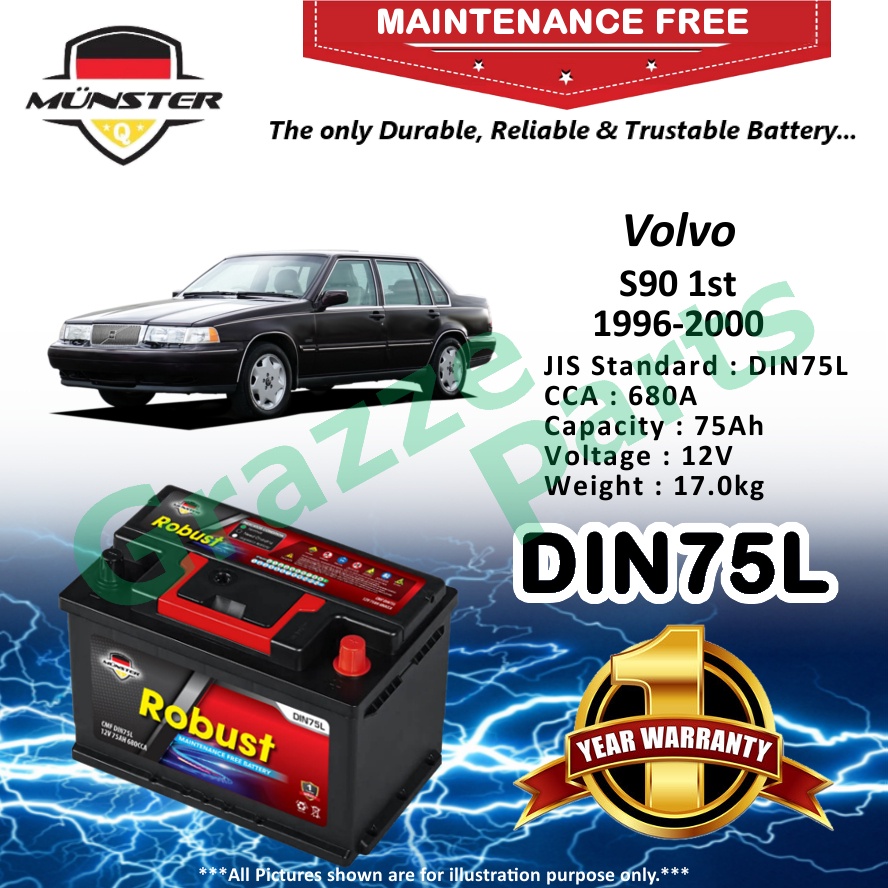 Münster Robust MF CMF DIN75 | DIN75L | 57539 (75AH) Car Battery Bateri ...