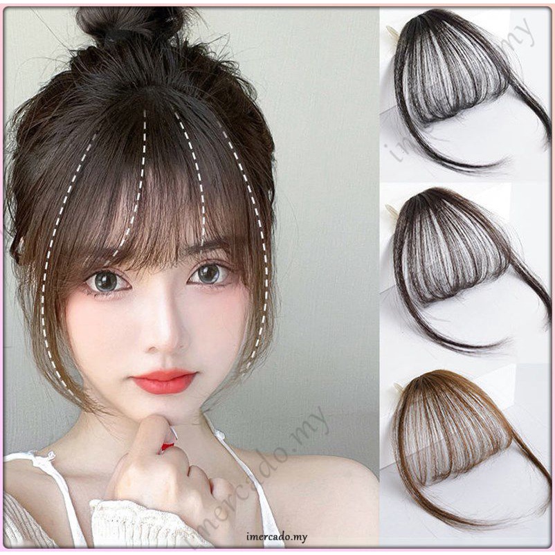 COD Fake Air Bangs Hair Natural False Hairpiece Women Clip In Bangs