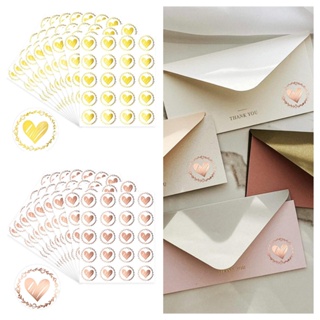 100pcs Heart Envelope Seals, Clear Bronzing Heart Stickers Round Sealing  Sticker For Party Favor Wedding Invitation Card