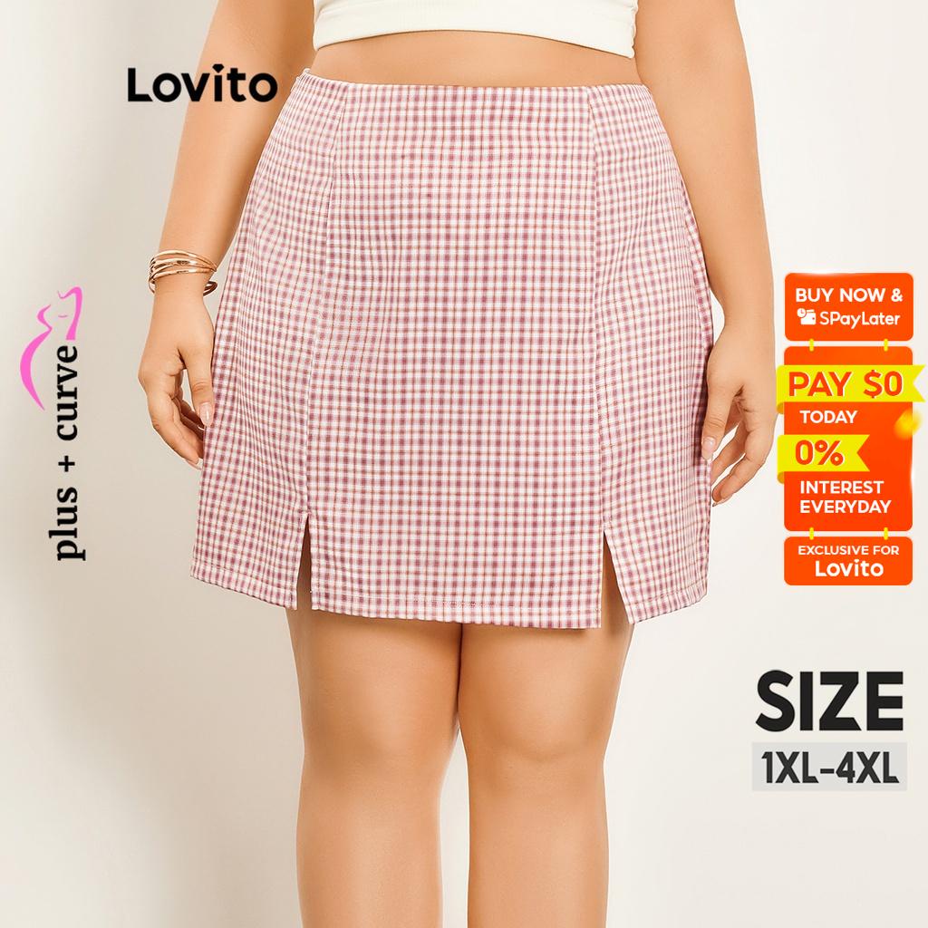 Pink plaid skirt outlet 4xl