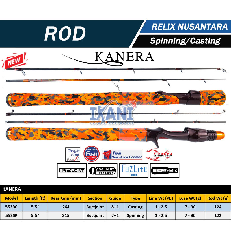 RELIX NUSANTARA KANERA FISHING ROD SPINNING BAITCASTING JORAN