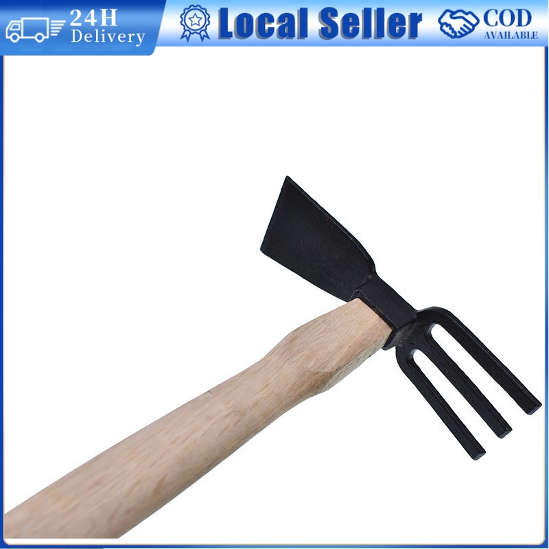 35CM Durable Farm Mini Hoe & Rake Fork with wood handle double Heads ...