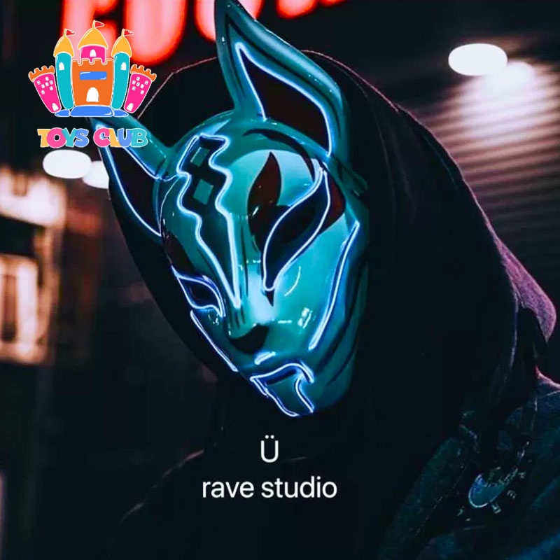 ANIME DECOR JAPANESE FOX MASK NEON LED LIGHT COSPLAY MASK HALLOWEEN ...