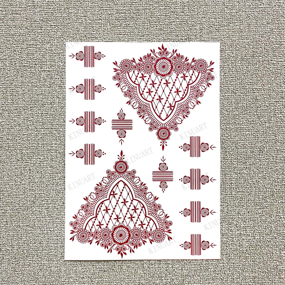 Brown Henna Tattoo Body Stickers for Women Henna Temporary Tattoos Lace ...