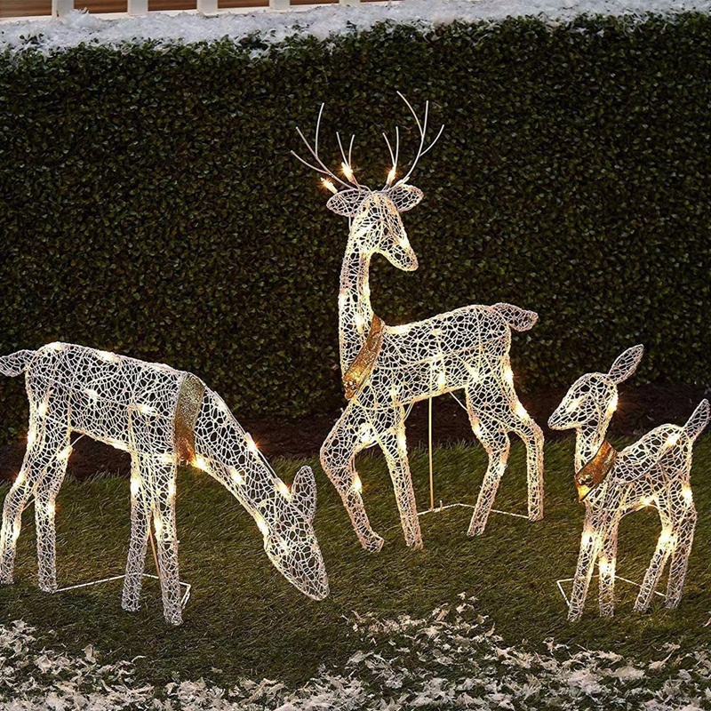 BCF Bright Christmas Outdoor Decoration, 3Piece Lighted 2D Reindeer
