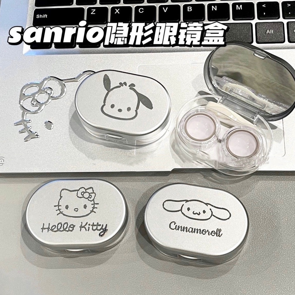 New Cartoon Sanrio Contact Lens Companion Case with Mirror Ins Simple Portable Glasses Case ...