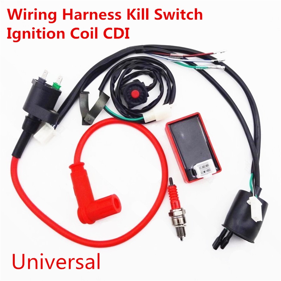 Wiring Loom Harness Kill Switch Ignition Coil CDI Set For 50160cc Pit