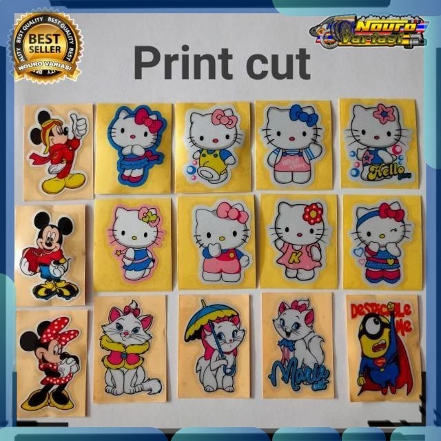 Nice hello Kitty cat Mickey mouse Minion print cutting Sticker | Shopee ...